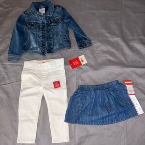 Toddler girl lot denim jacket, skort, & jeans